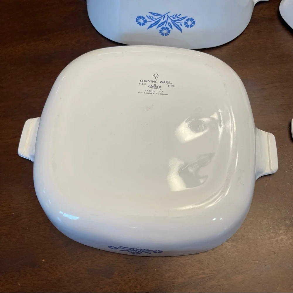 VINTAGE CORNING WARE White Blue Casserole Dishes